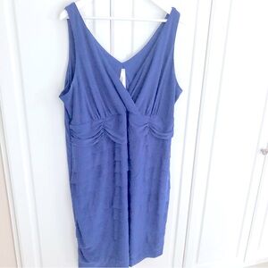 Pennington’s 1X Bodycon Surplice Dress Holiday Cobalt Royal Blue V-Neck Pleated